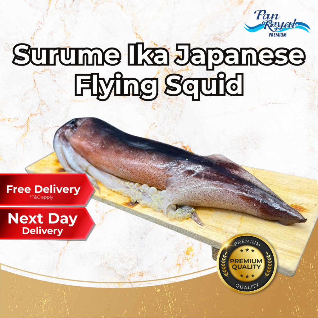 [PAN ROYAL] Frozen Surume Ika Japanese Flying Squid Seafood (M Size) (300g +/-)-Pan Ocean Singapore - Sea Through Us.