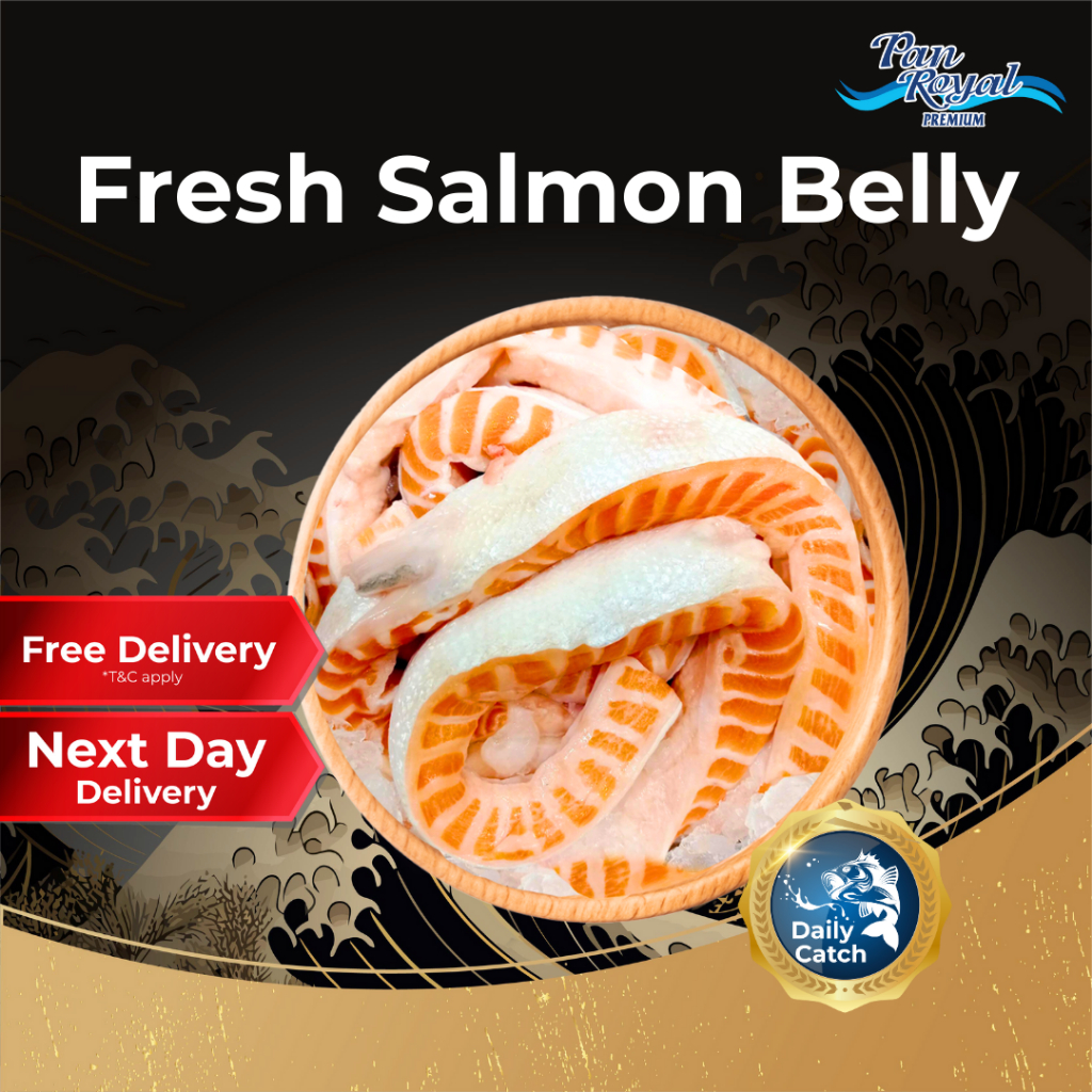 [PAN ROYAL] Norway Fresh Salmon Belly (300g +/-) -Pan Ocean Singapore - Sea Through Us.