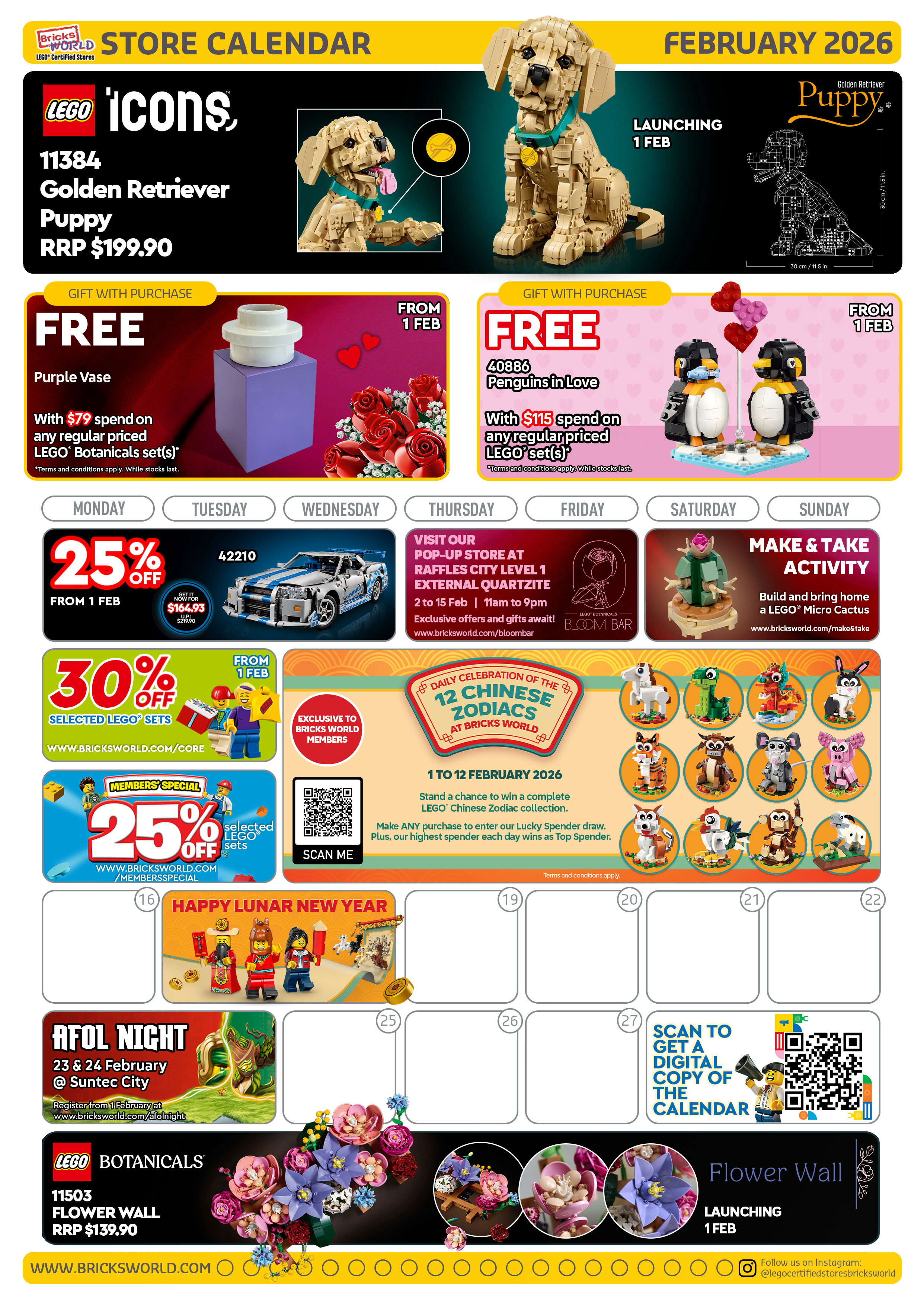 LEGO Certified Stores Bricks World February 2026 Store Calendar 202601 Calendar FRONT V300126 