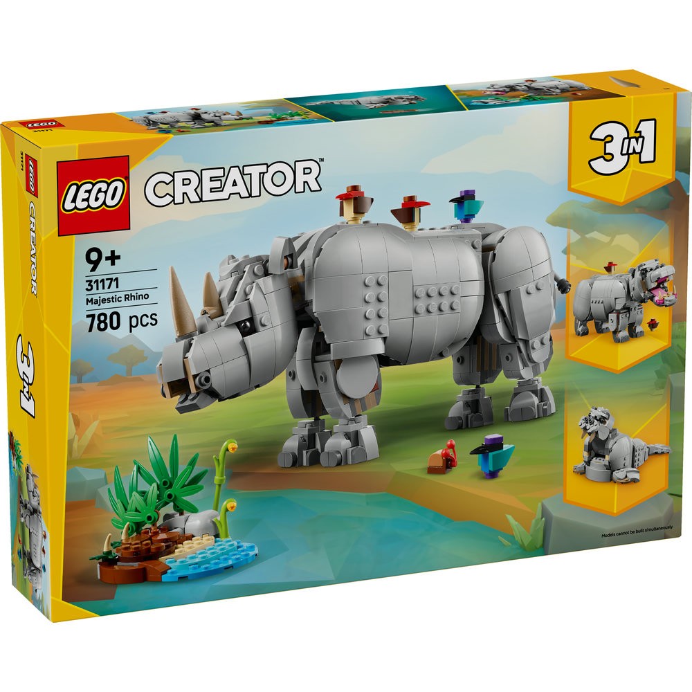 31171 Wild Animals: Majestic Rhino with Birds