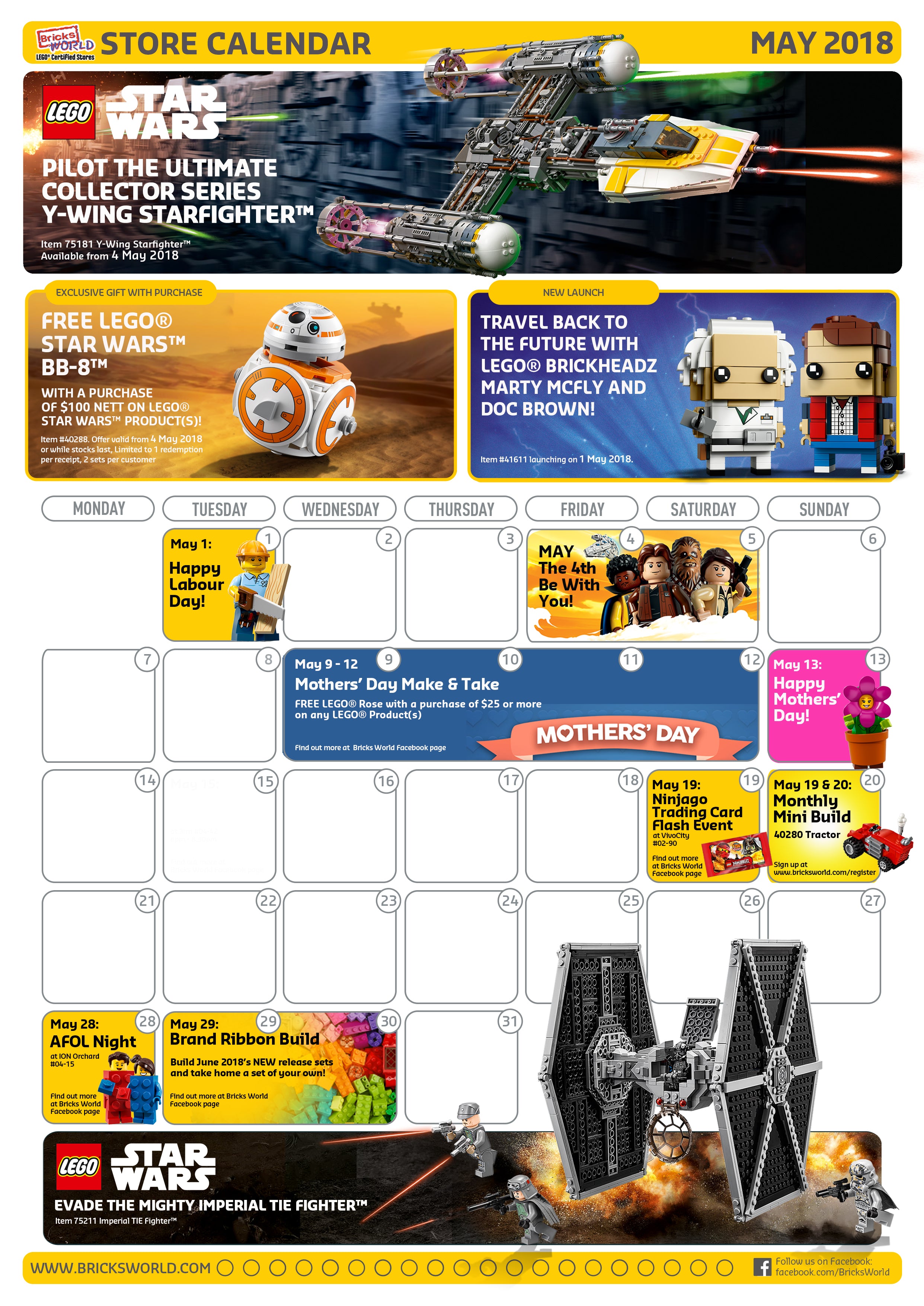 LEGO® Certified Stores (Bricks World) May 2018 Calendar