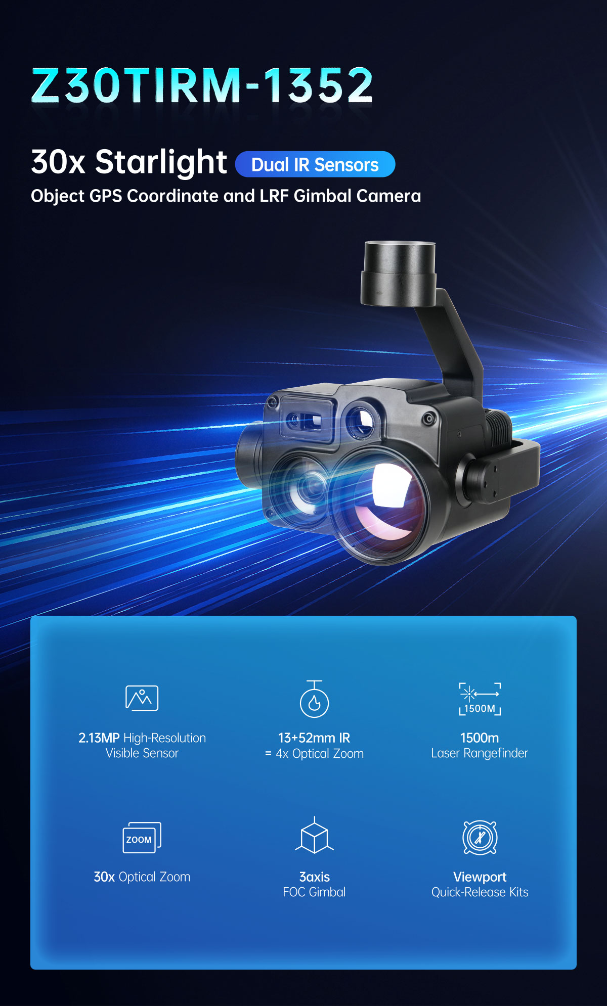 Z30TIRM-1352 30x Starlight Dual IR Sensors Object GPS Coordinate