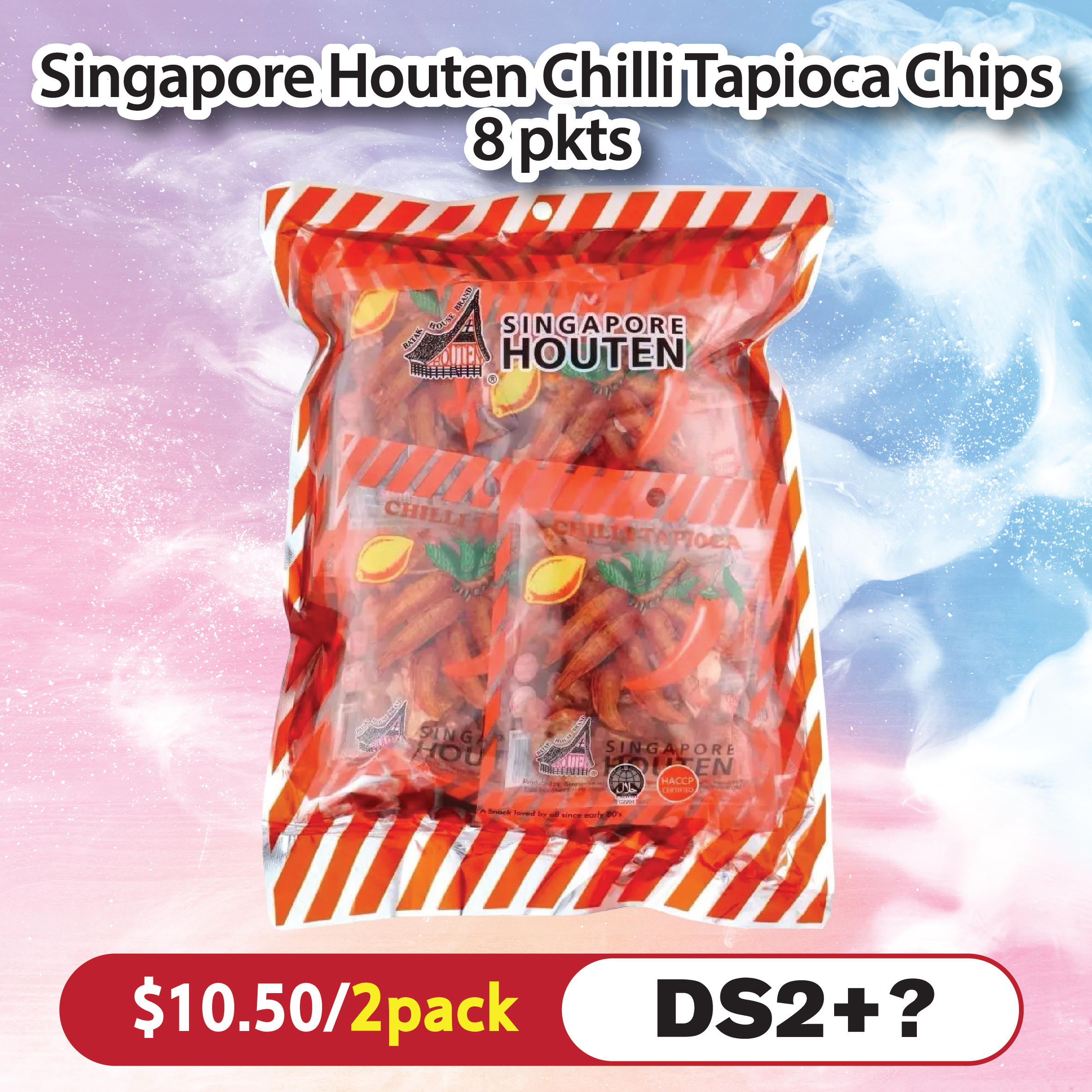 Singapore Houten Chilli Tapioca Chips (8 PKT)