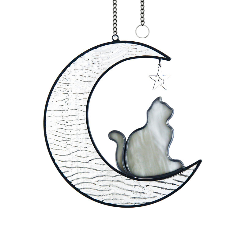 Cat on The Moon Suncatcher