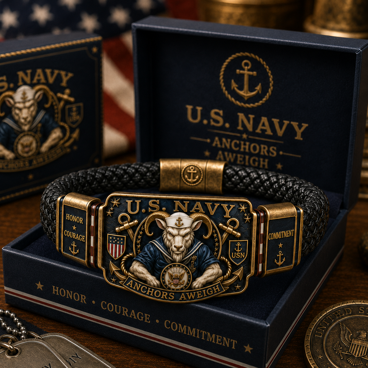 ⚓U.S. Navy Anchors Aweigh Mascot Bracelet