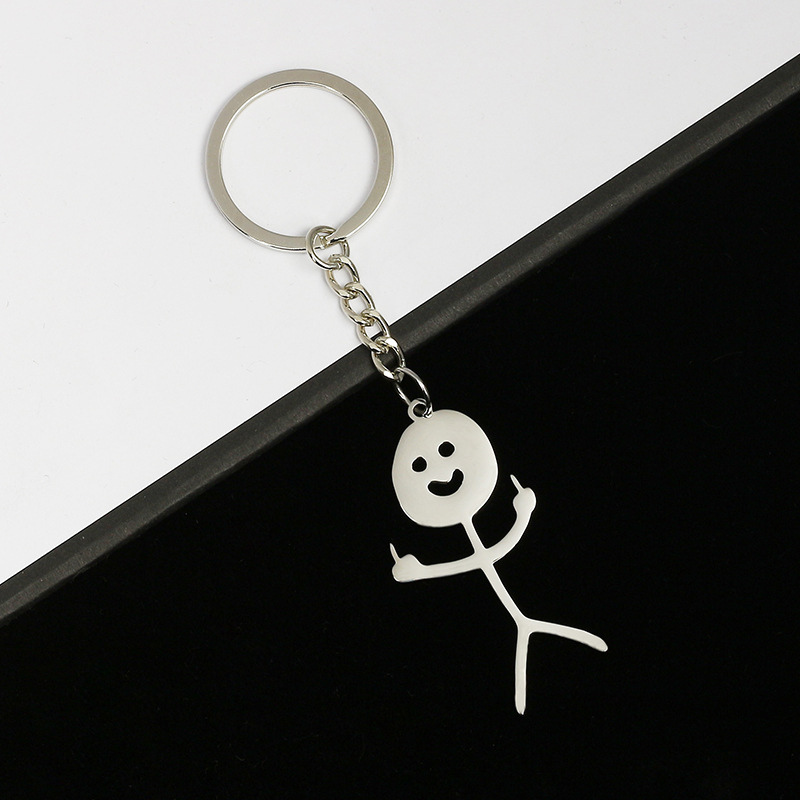 Funny Middle Finger Stick-man Keychain
