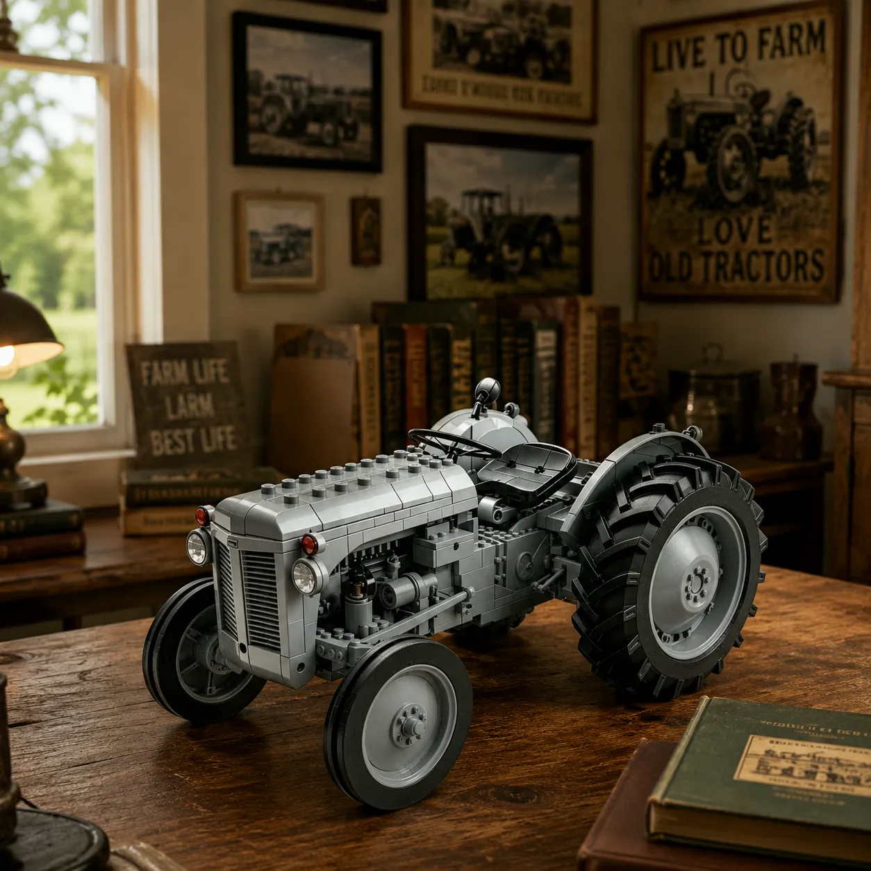 Classic 1948 Grey Farm Tractor Building Block Set – Vintage Field Edition