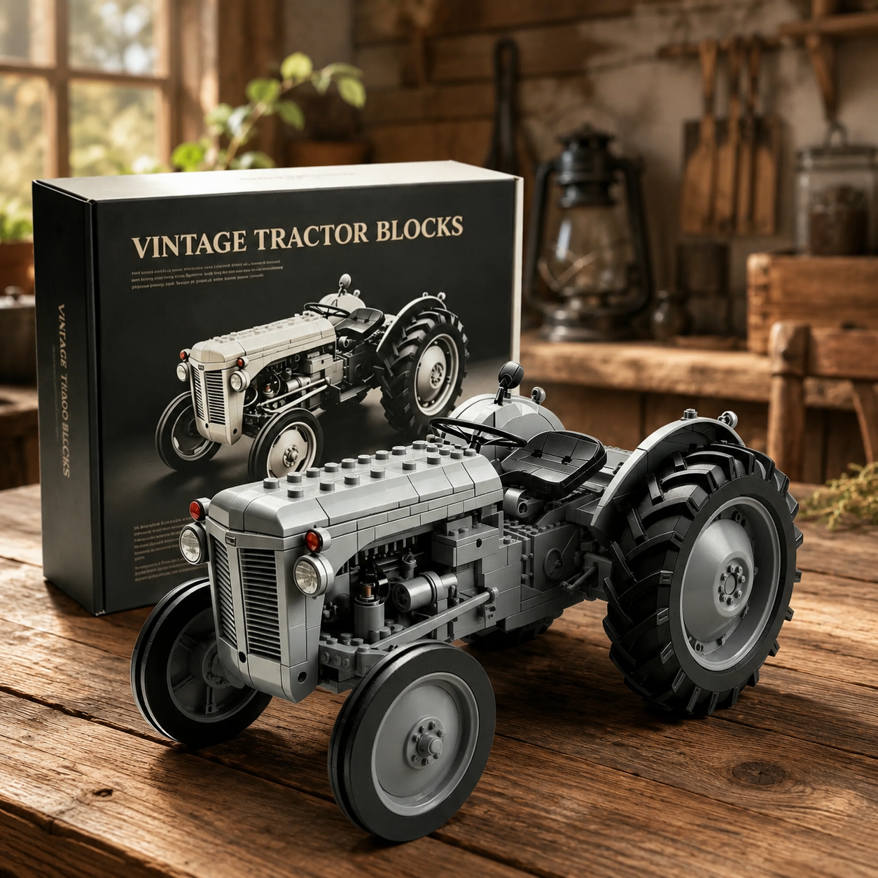 Classic 1948 Grey Farm Tractor Building Block Set – Vintage Field Edition