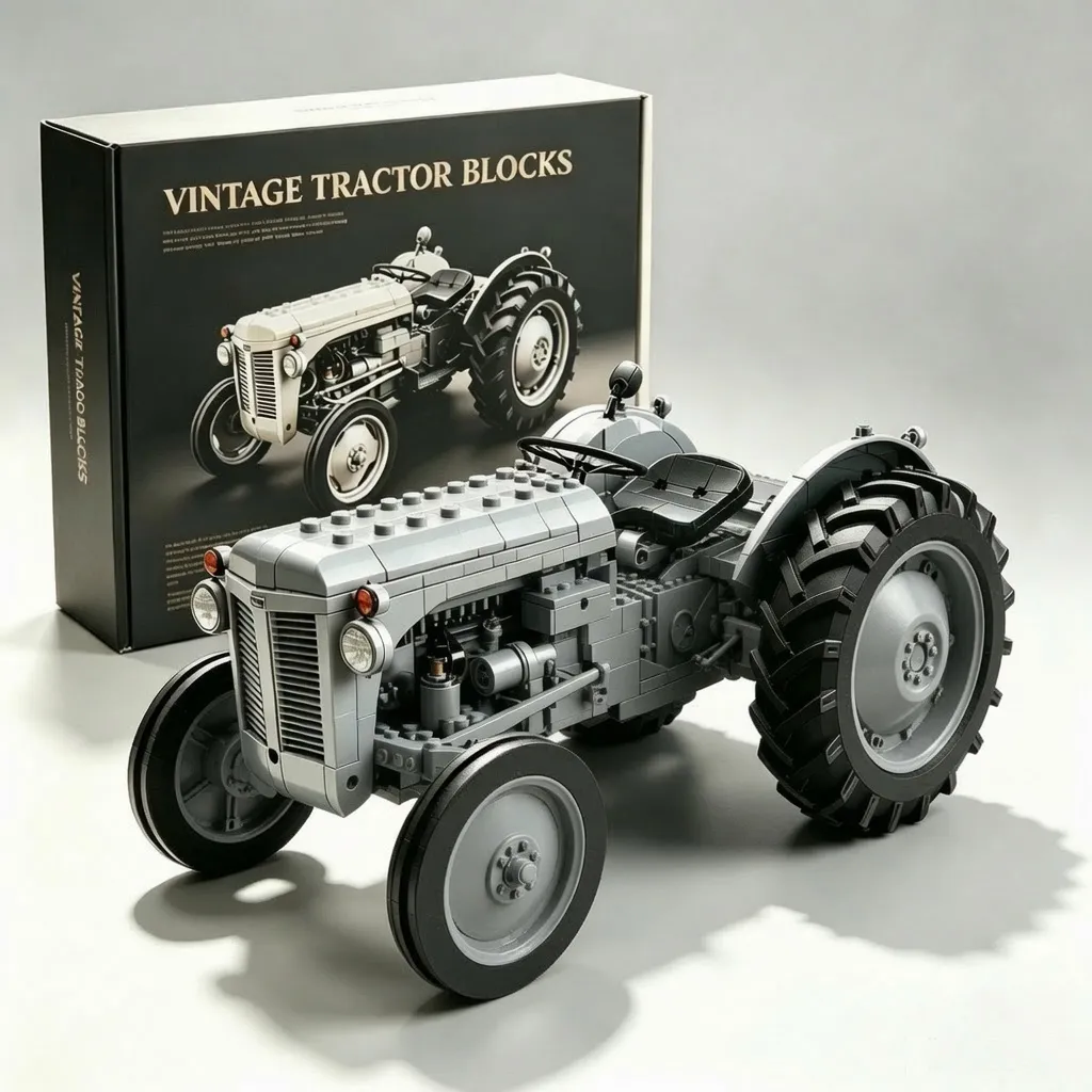 Classic 1948 Grey Farm Tractor Building Block Set – Vintage Field Edition