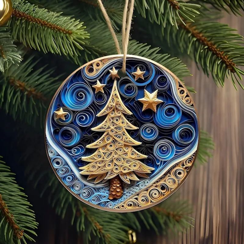3D look Non-Textured Christmas Ornaments