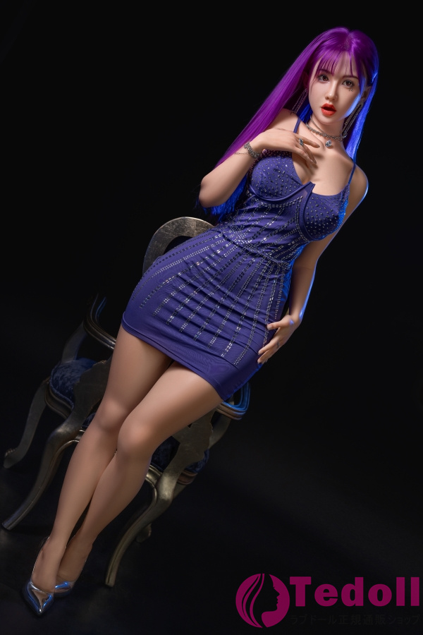 Orange In #644 Anastasia 165cm綺麗な紫髪熟女 ラブドール 等身大 フルシリコン製ダッチワイフ 清楚そうなルックス アダルト 人形 Fカップ 白い肌 口開閉＆口腔模擬付き