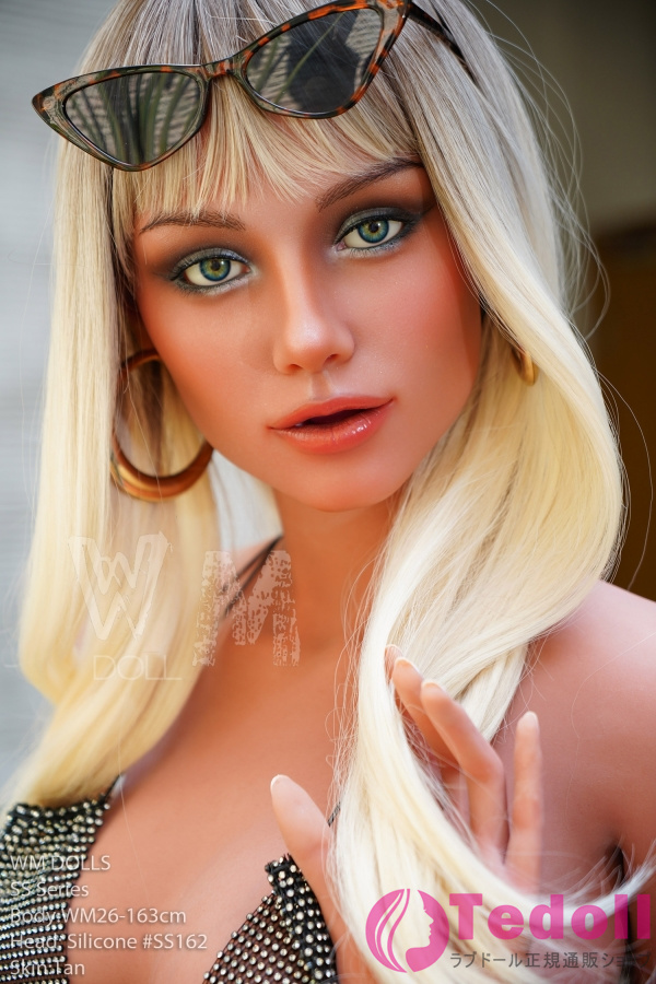 WMDOLL #SS162 口開閉＆口腔模擬付き 麻菜美 163cm大人の色気 スタイル抜群 海外 金髪 熟女ラブドール シリコン製ヘッド+S-TPE製ボディ Cカップ ブラウン肌