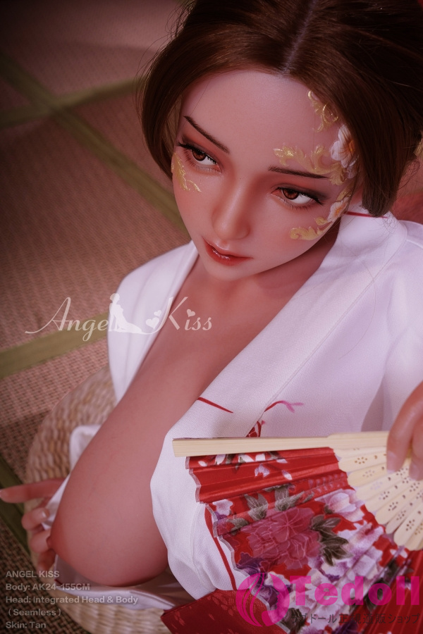 Angelkiss AK24 奈津呼 155cm完璧な曲線身体 シームレスヘッドとボディの一体型フルシリコン製ラブドール 等身 大 着物 美女ダッチワイフ Gカップ ブラウン肌