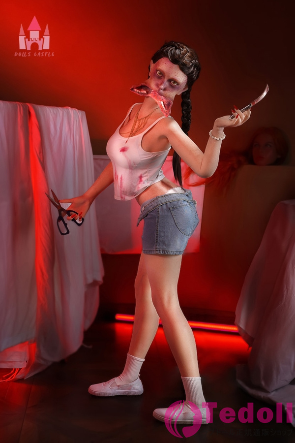 Dolls Castle #Z1 Zombiella 156cm口が裂けて開いたゾンビガール 人外系 セクシー 人形 シリコン製 細身ラブドール シームレスヘッドとボディの一体型 Dカップ ノーマル肌