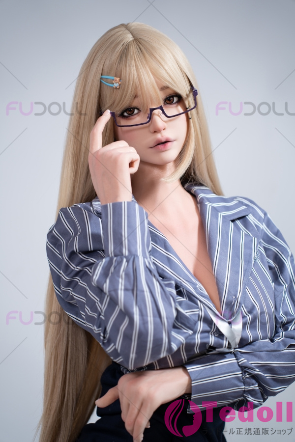 FU DOLL 柳无霜 157cmリアル皮膚メイク付き フルシリコン製 OL系 金髪ラブドール 眼鏡娘 Iカップ 爆乳 ノーマル肌