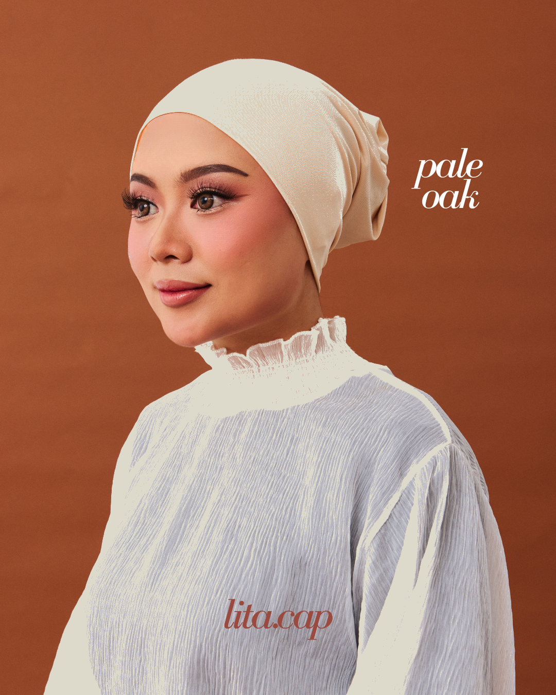 【Litita Cotton Cloud Silky Sheen】Cap/ Head Scarf Cap - Black//Pale Oak