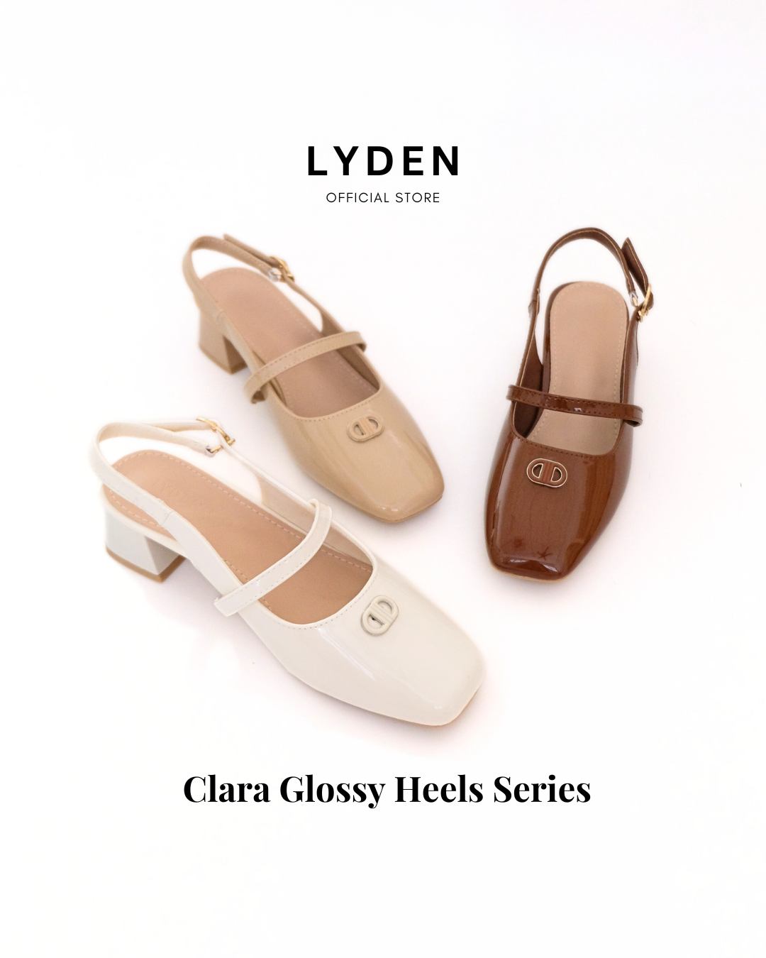 【NEW】Lyden Clara Glossy Heels series 5cm pump heels - Beige//Khaki//Brown