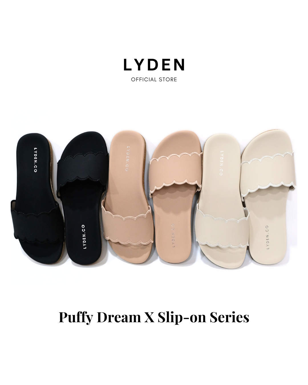 【NEW】Lyden Puffy Dream X Slip-on Series Sandals - Classic Black//Pink//Beige