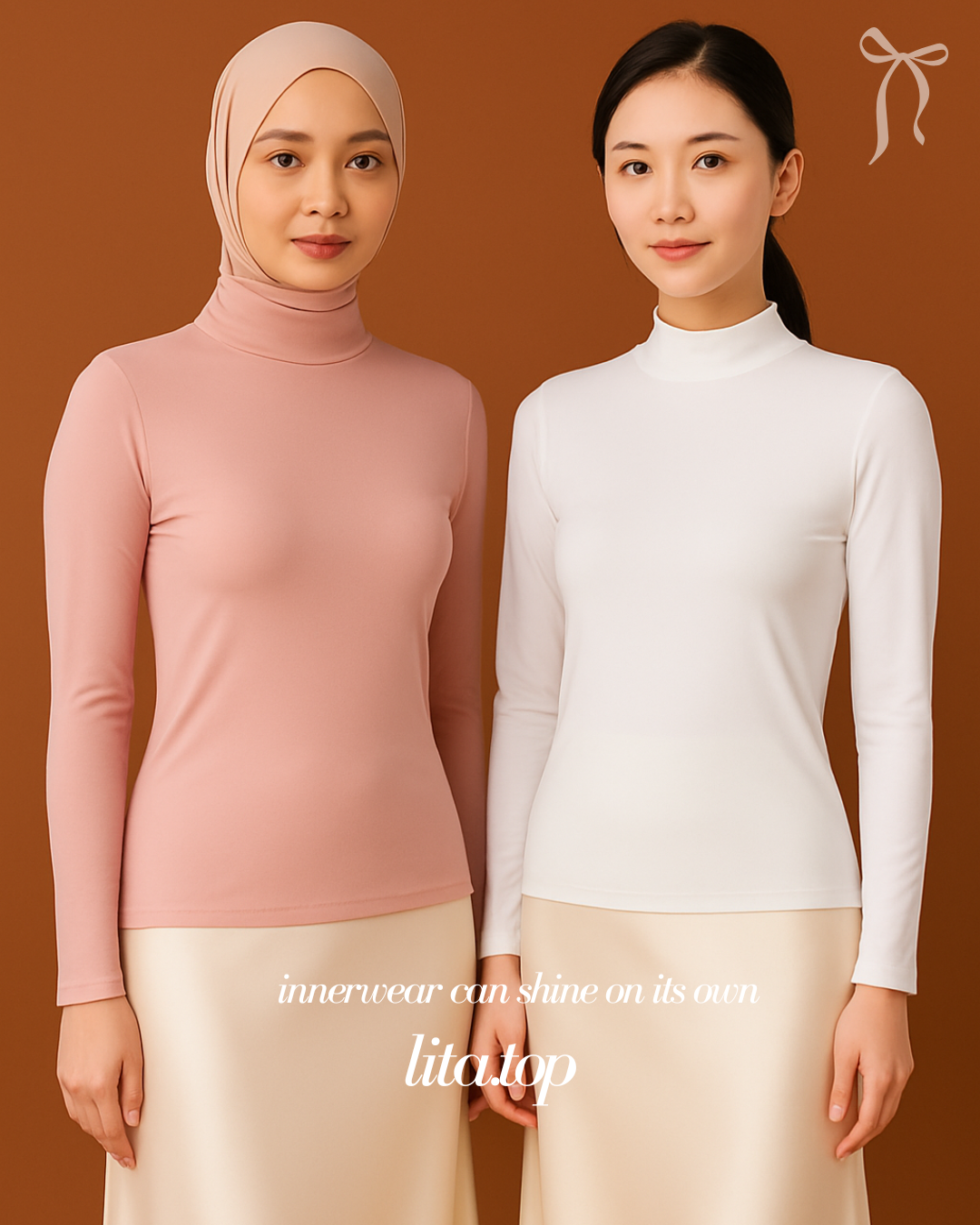 【Litita Ice Silk】 High Neck Innerwear Weave Spandex / Lycra High Elasticity Inner / Long Sleeve Muslimah Wear