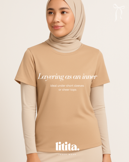 【Litita Ice Silk】 High Neck Innerwear Weave Spandex / Lycra High Elasticity Inner / Long Sleeve Muslimah Wear