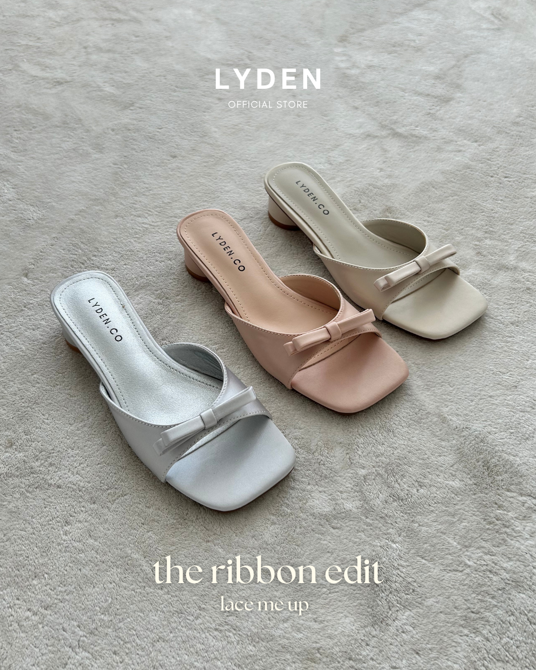 【NEW】Lyden The Ribbon Edit Series 4.5cm pump heels - Beige//Pink//Silver