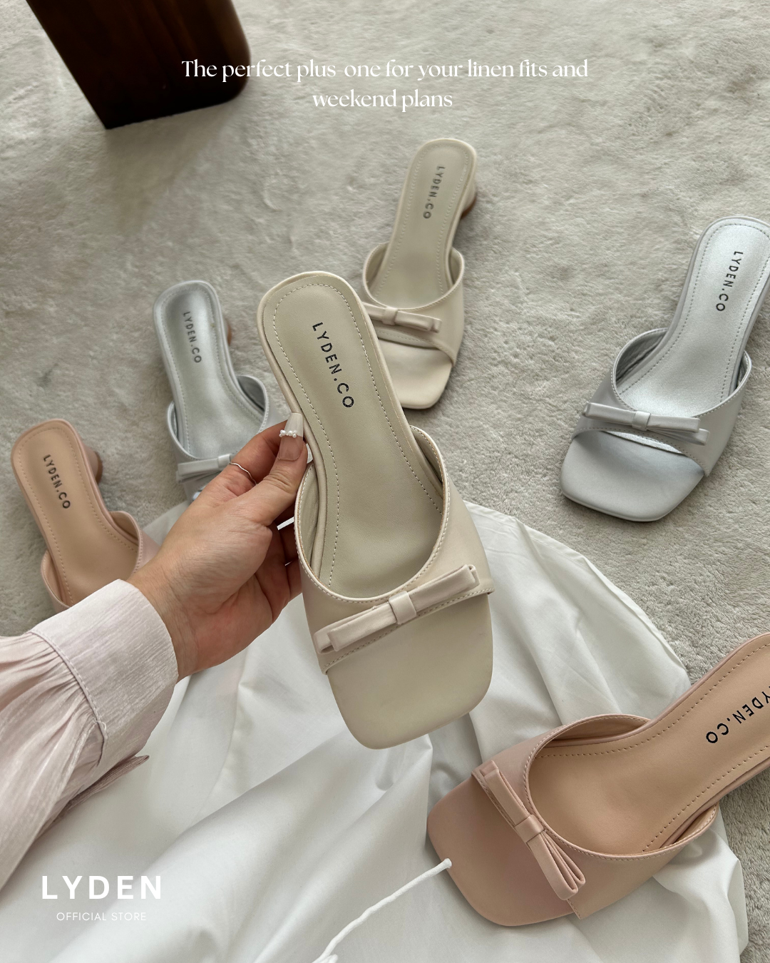 【NEW】Lyden The Ribbon Edit Series 4.5cm pump heels - Beige//Pink//Silver