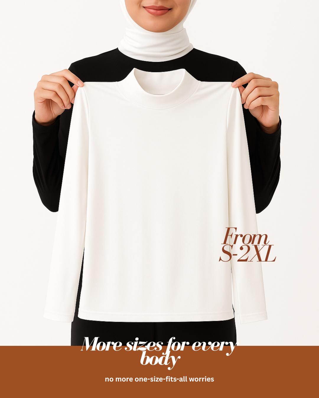 【Litita Ice Silk】 High Neck Innerwear Weave Spandex / Lycra High Elasticity Inner / Long Sleeve Muslimah Wear