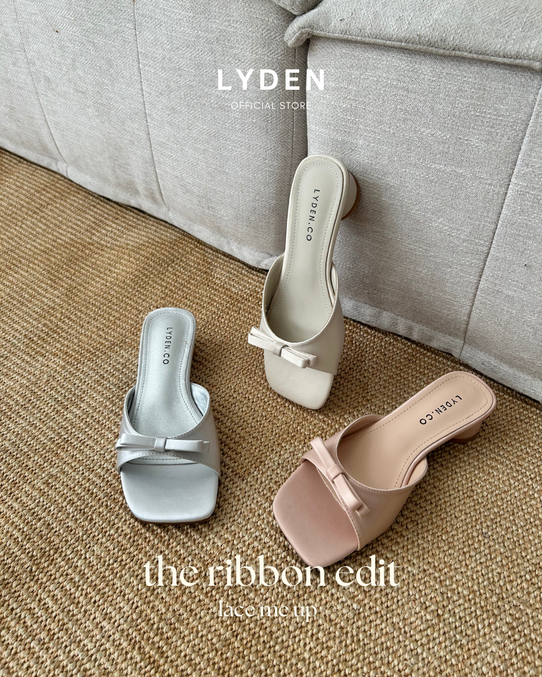 【NEW】Lyden The Ribbon Edit Series 4.5cm pump heels - Beige//Pink//Silver