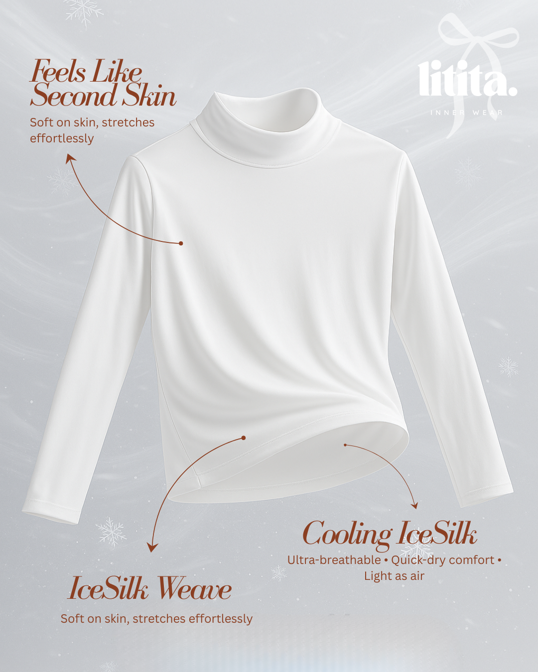 【Litita Ice Silk】 High Neck Innerwear Weave Spandex / Lycra High Elasticity Inner / Long Sleeve Muslimah Wear