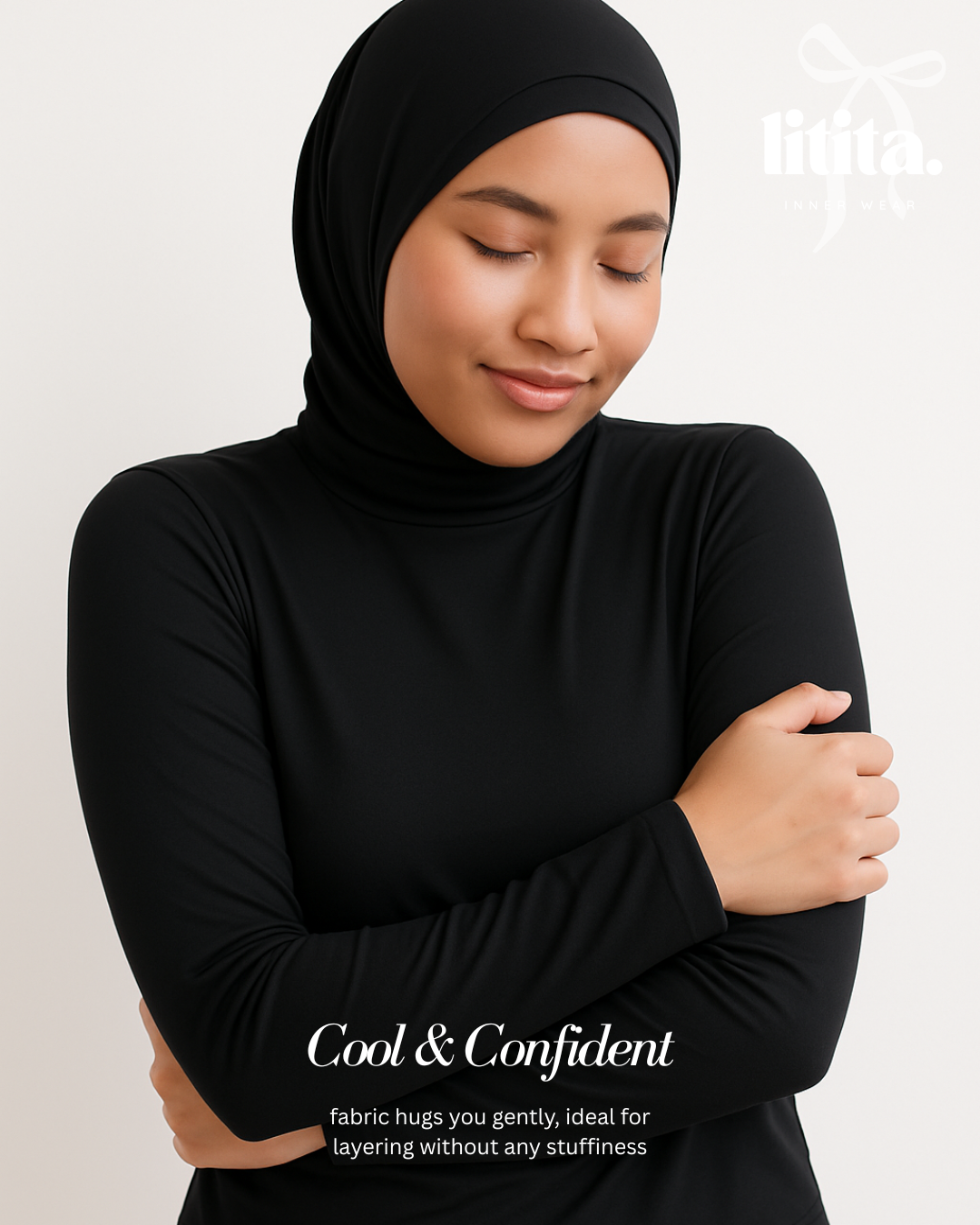 【Litita Ice Silk】 High Neck Innerwear Weave Spandex / Lycra High Elasticity Inner / Long Sleeve Muslimah Wear