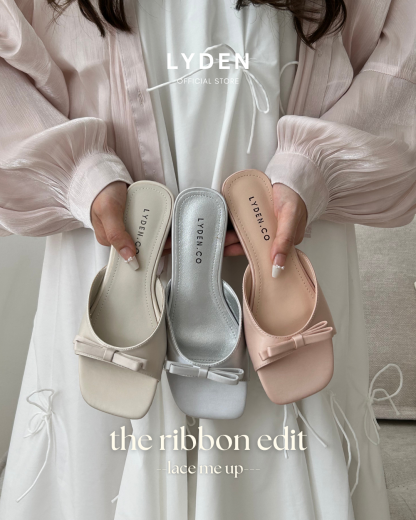 【NEW】Lyden The Ribbon Edit Series 4.5cm pump heels - Beige//Pink//Silver