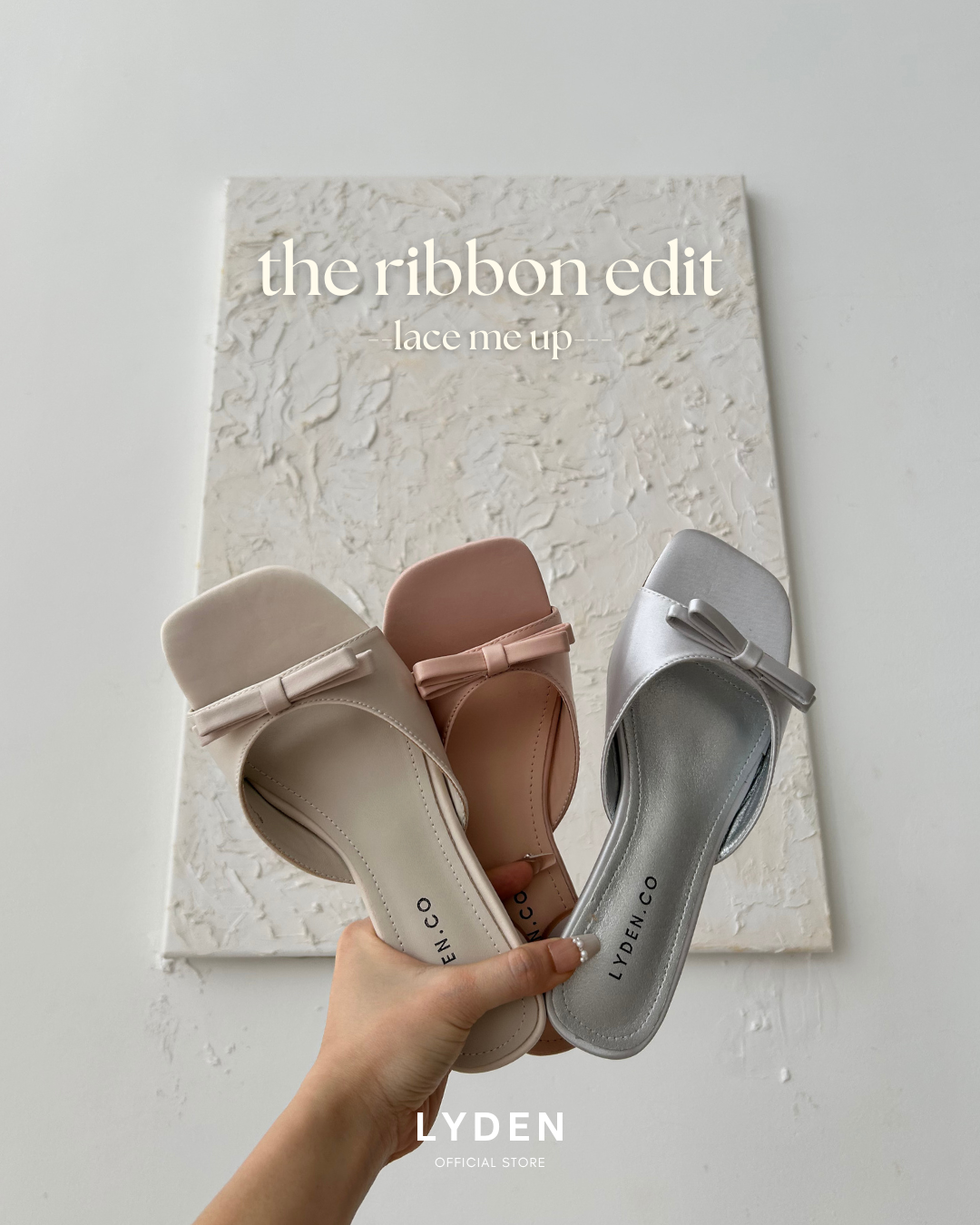 【NEW】Lyden The Ribbon Edit Series 4.5cm pump heels - Beige//Pink//Silver