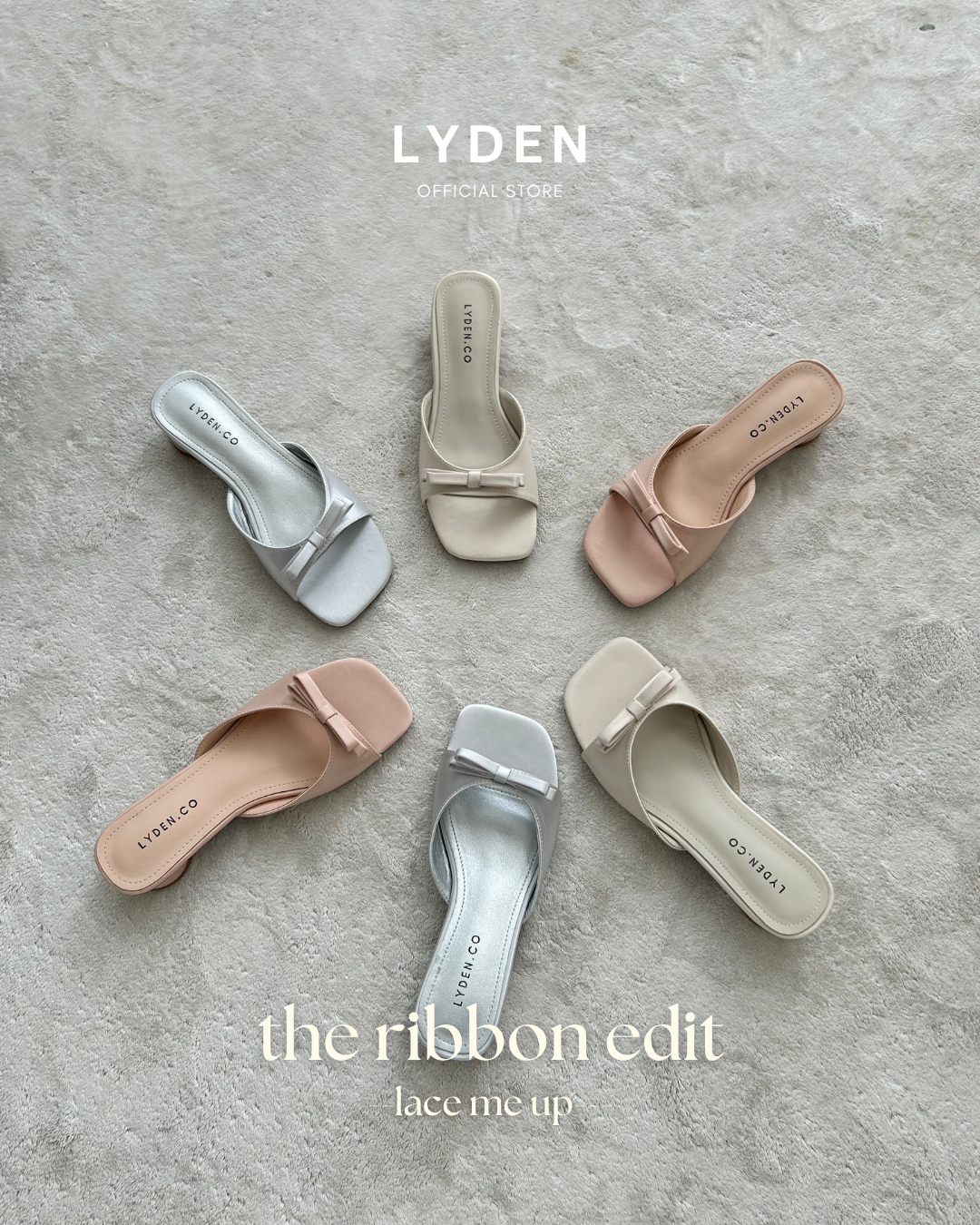 【NEW】Lyden The Ribbon Edit Series 4.5cm pump heels - Beige//Pink//Silver