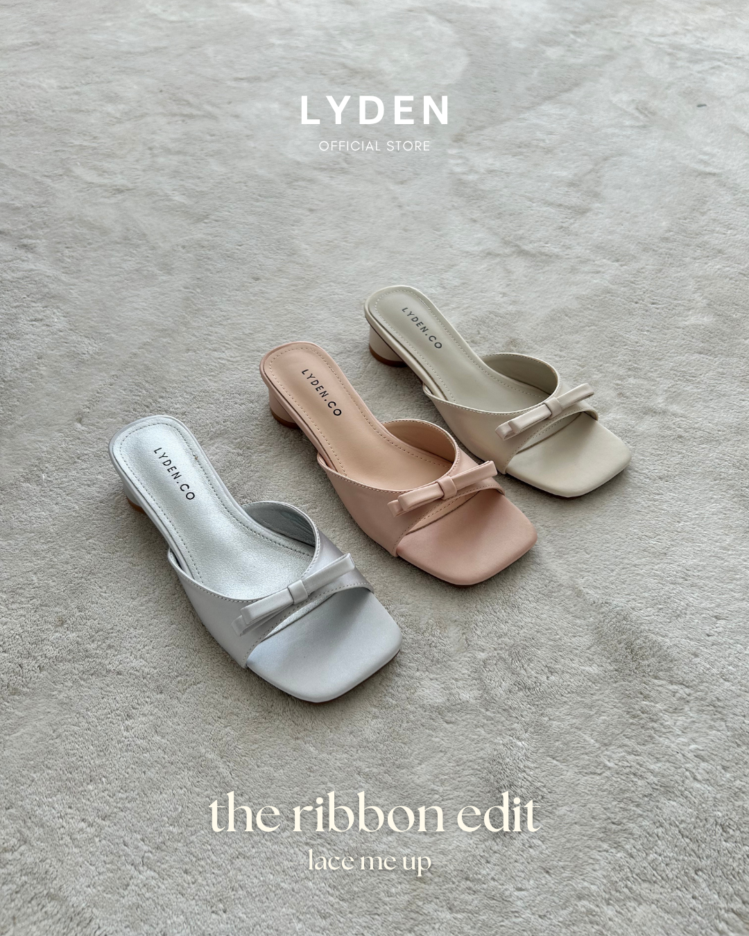 【NEW】Lyden The Ribbon Edit Series 4.5cm pump heels - Beige//Pink//Silver
