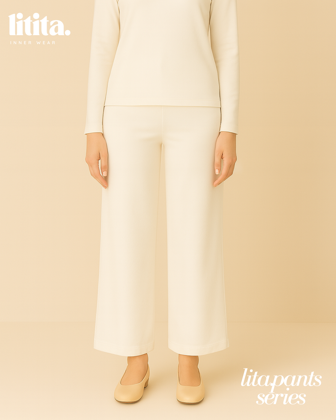 【Litita Silky Sleek】Inner Pants High-waisted Straight-Cut Inner Pants / Leggings Alternative – Black // White