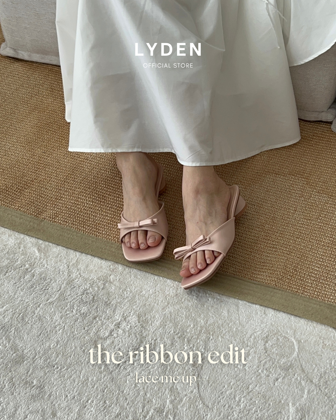 【NEW】Lyden The Ribbon Edit Series 4.5cm pump heels - Beige//Pink//Silver