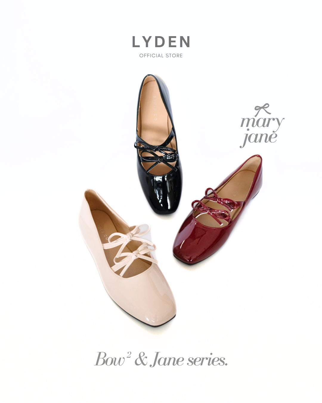 Lyden Mary Jane Bow and Jane Series Flats - Classic Black//Maroon//Beige