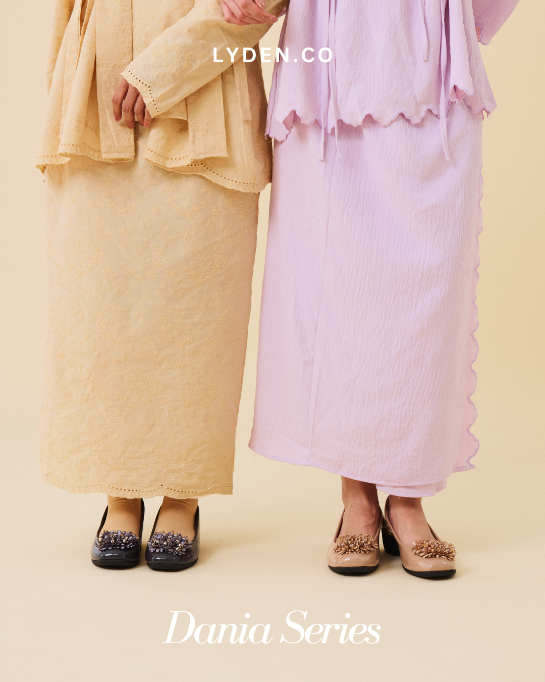 【NEW】Lyden Kasut Raya Dania series 4cm heels - Classic Black//Khaki//Gray