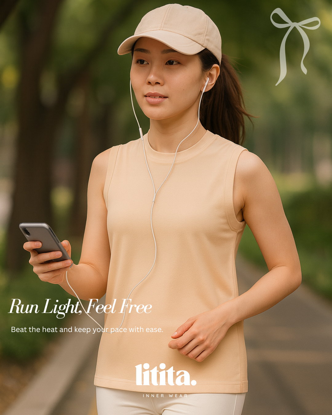 【Litita Silky Sleek】Tops / Sleeveless Round Neckline innerwear - Black // White // Nude