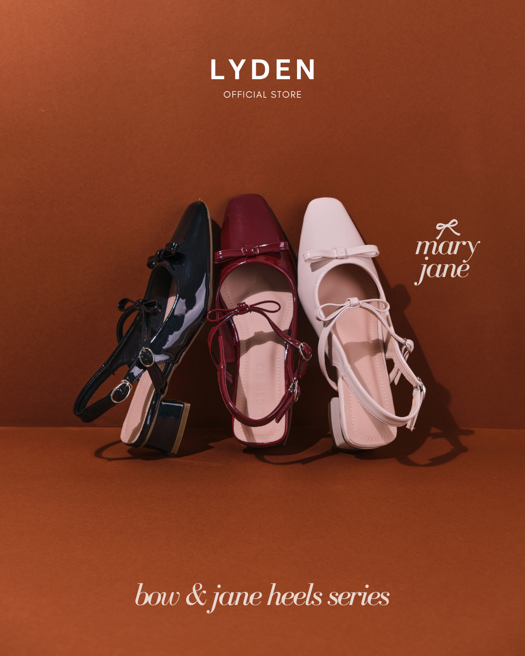 【NEW】Lyden Mary Jane Bow and Jane Heels series 4cm pump heels - Classic Black//Maroon//Cream
