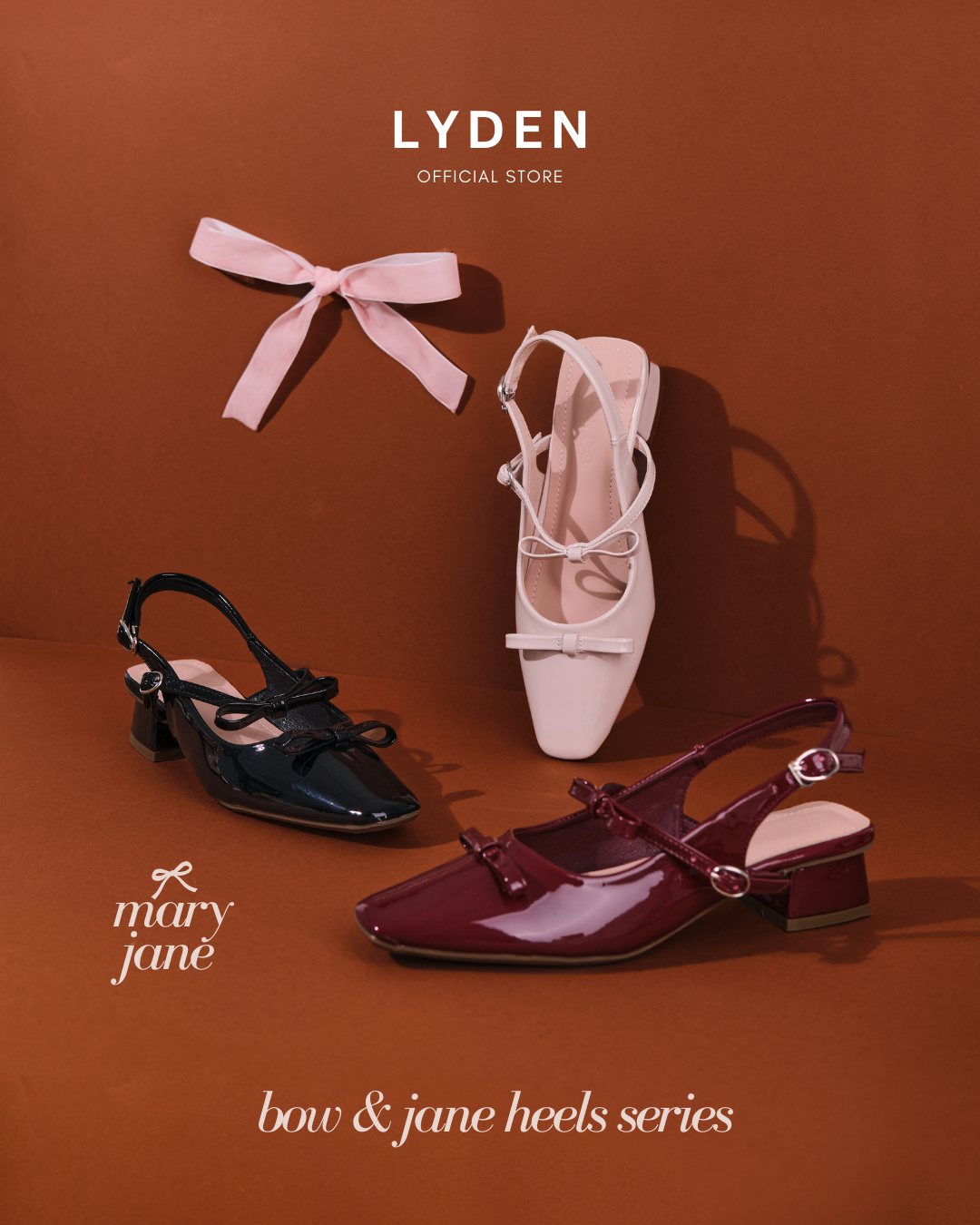 【NEW】Lyden Mary Jane Bow and Jane Heels series 4cm pump heels - Classic Black//Maroon//Cream
