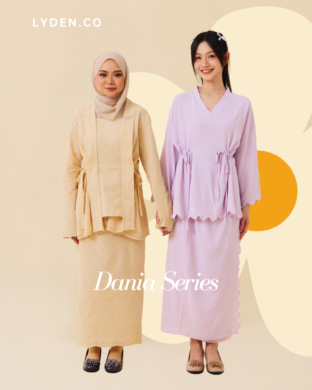 【NEW】Lyden Kasut Raya Dania series 4cm heels - Classic Black//Khaki//Gray