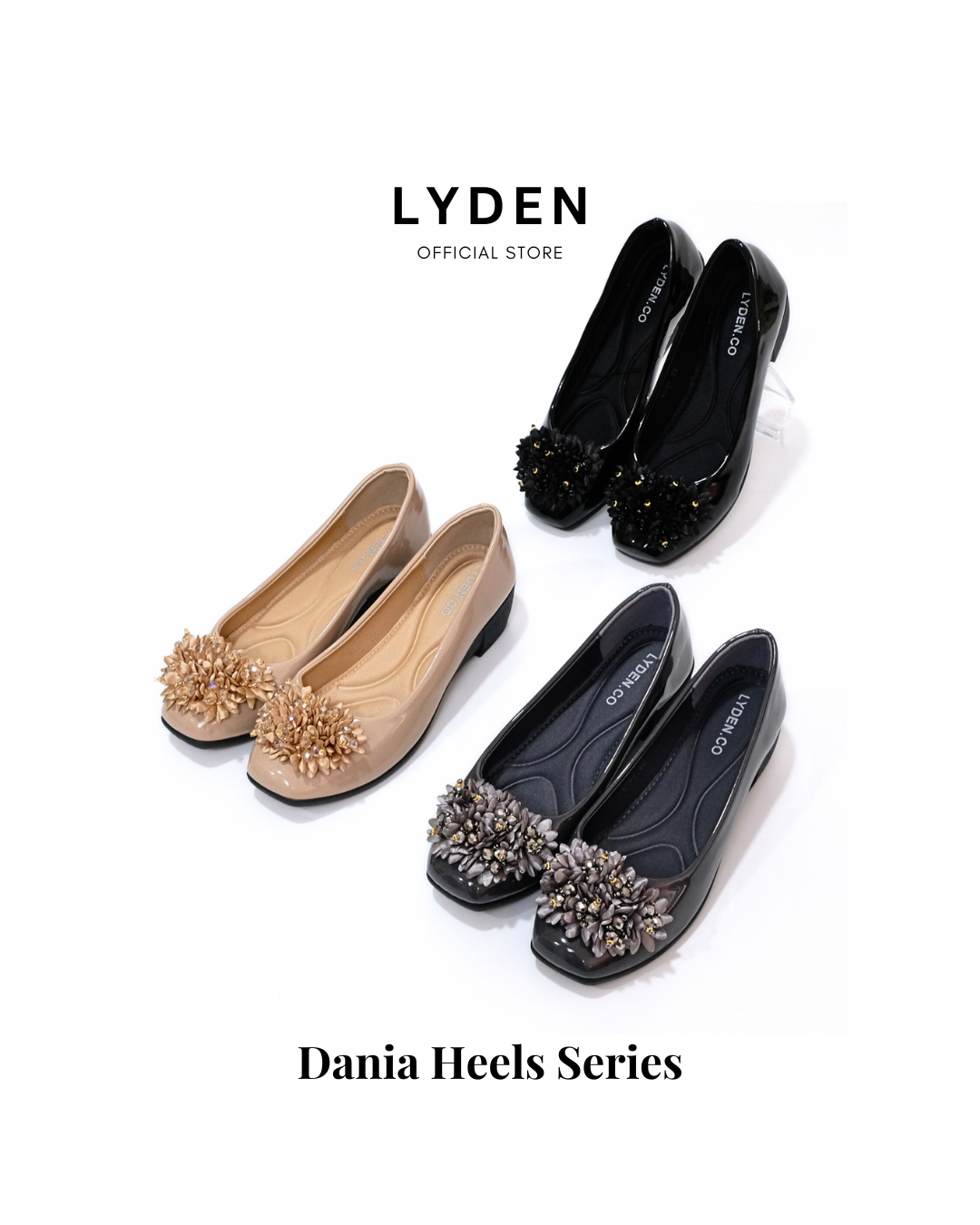 【NEW】Lyden Dania series 4cm heels - Classic Black//Khaki//Gray