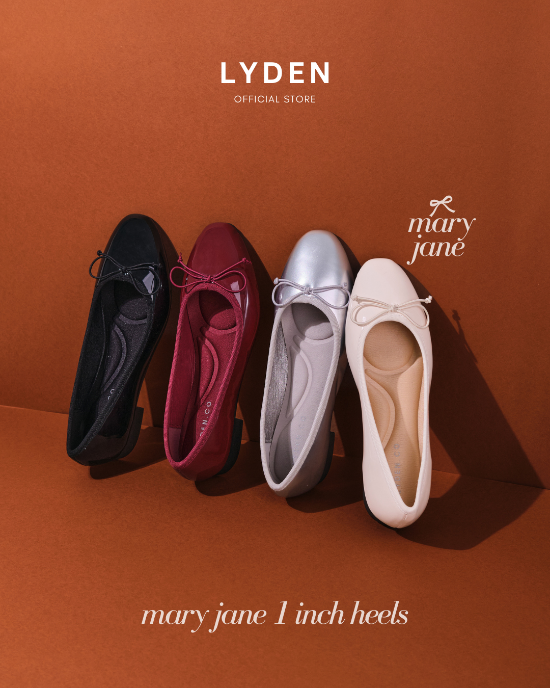 【NEW】Lyden Mary Jane Glossy series 1 Inch heels - Classic Black//Maroon//Silver//White