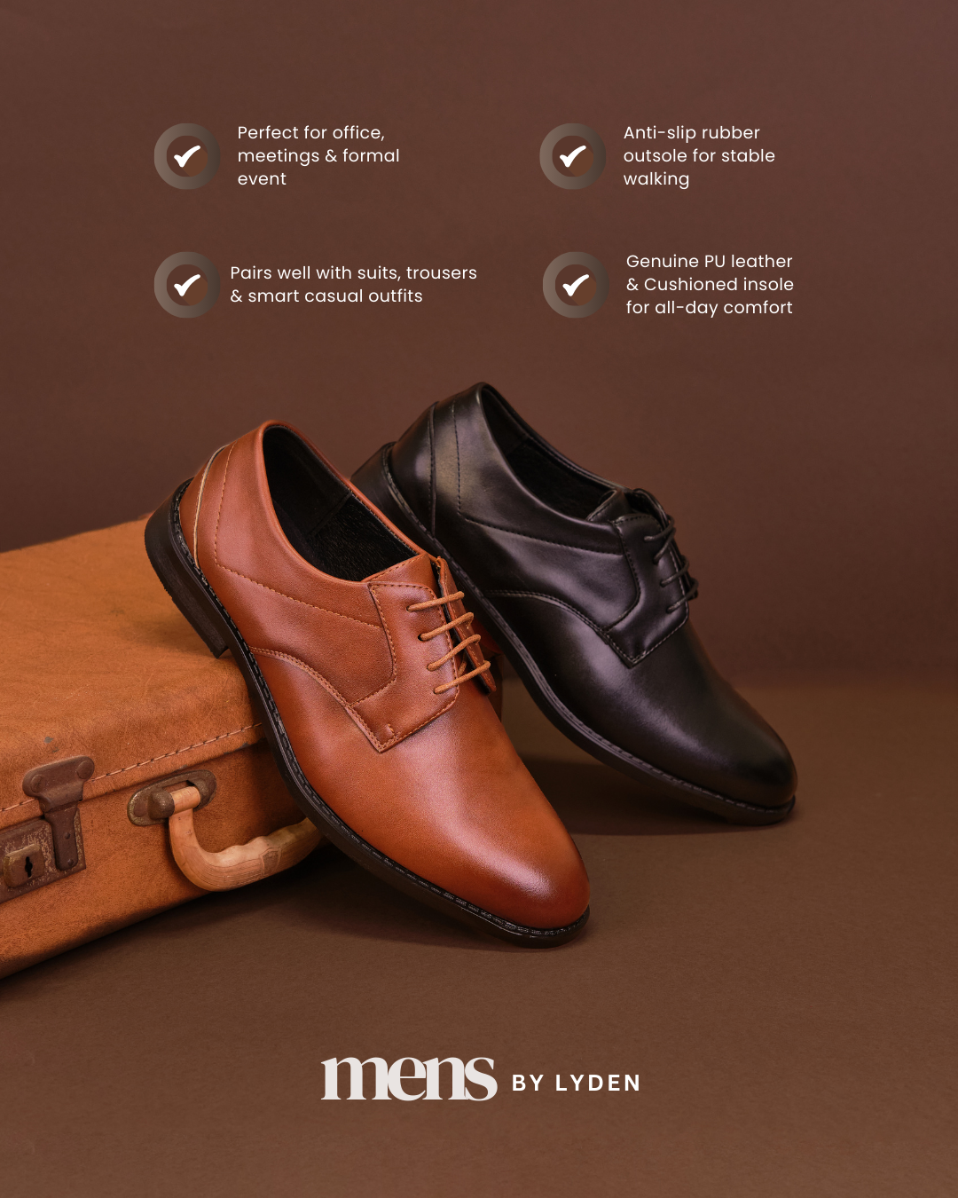 【MENS BY LYDEN】Naim Derby Series - Classic Black//Brown