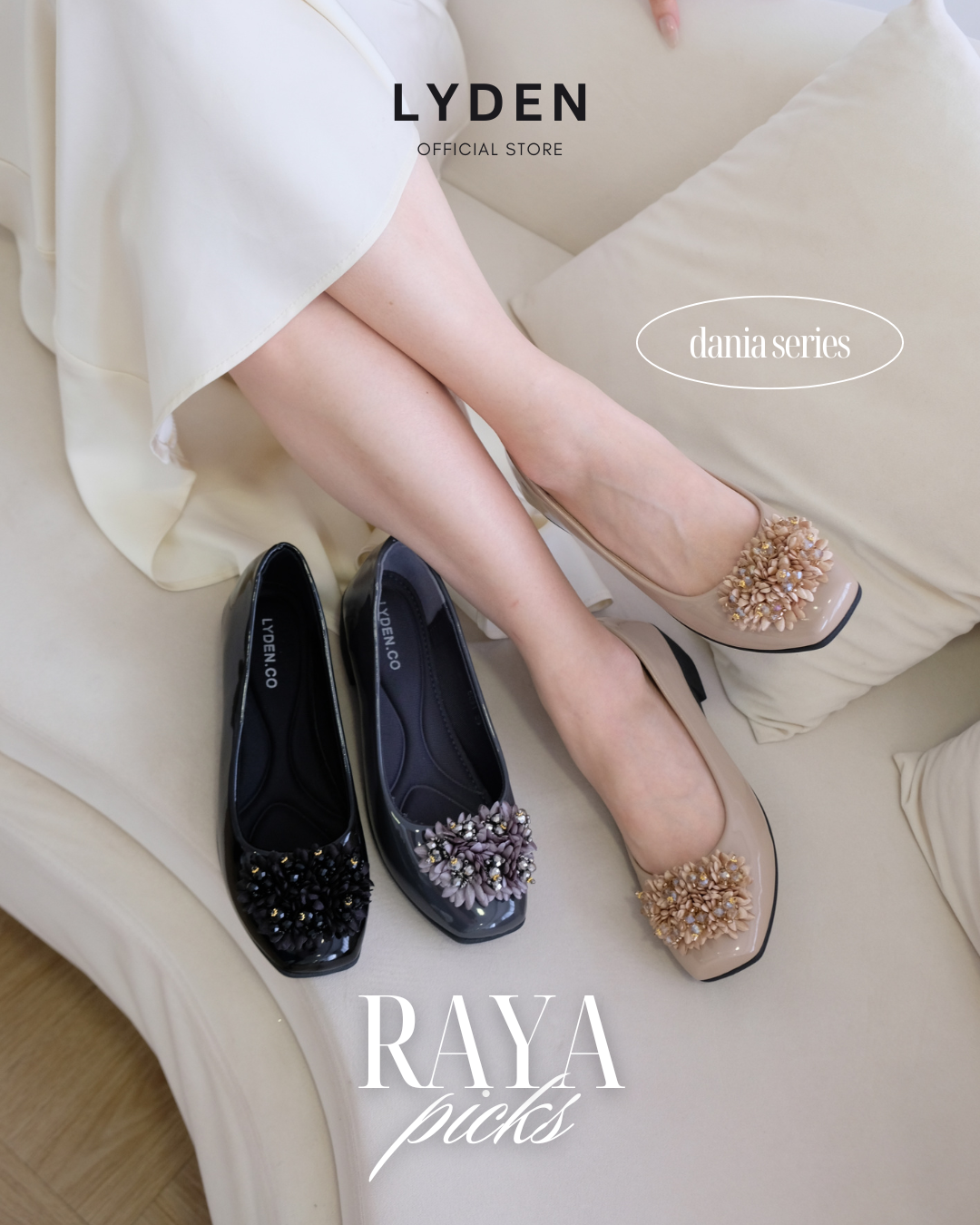 【NEW】Lyden Dania series 4cm heels - Classic Black//Khaki//Gray