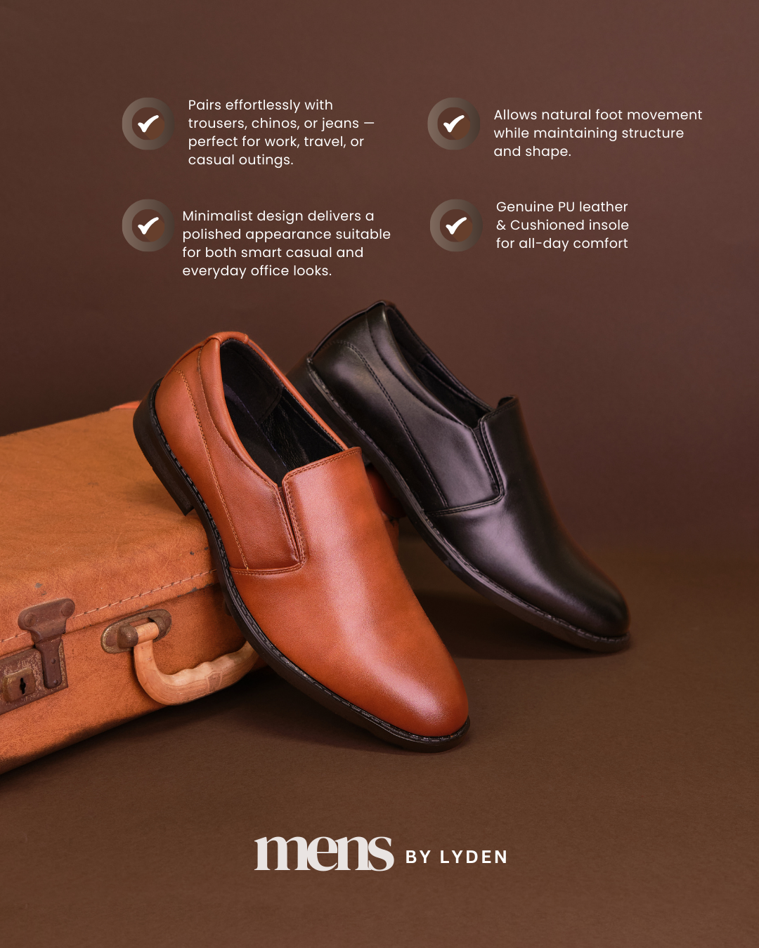 【MENS BY LYDEN】Zayn Slip-On Series - Classic Black//Brown