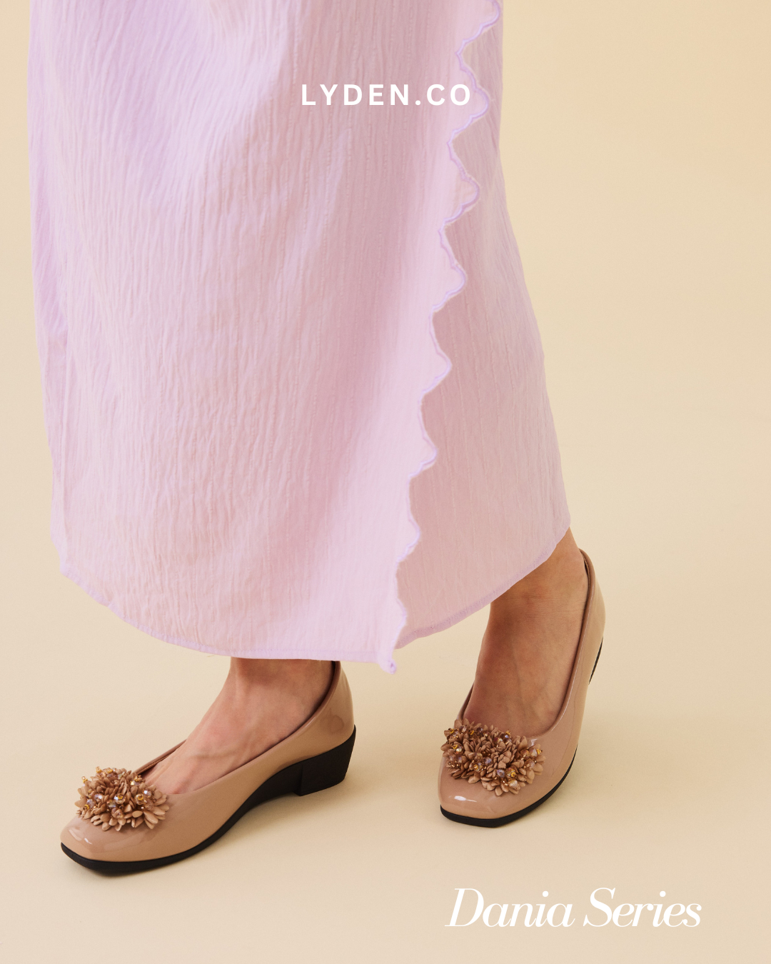 【NEW】Lyden Kasut Raya Dania series 4cm heels - Classic Black//Khaki//Gray