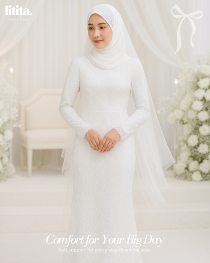 【Litita Silky Sleek】Inner Dress / Long-Sleeve Turtle Neckline innerwear / Wedding Inner- Black // White // Nude