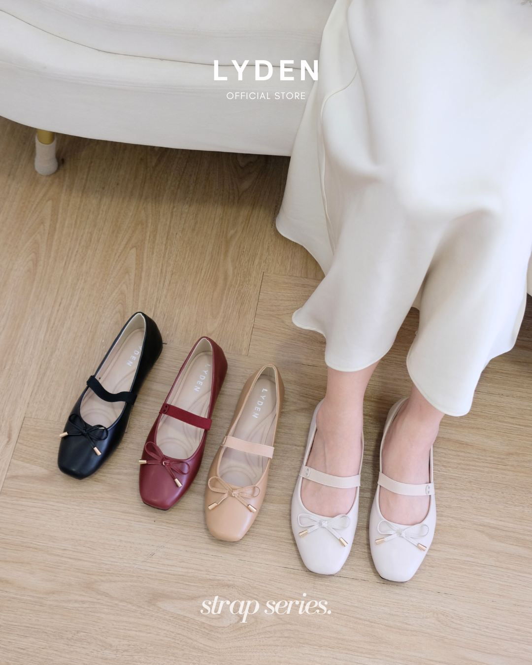 【NEW】Lyden Mary Jane Flats with Elastic Strap - Beige//Khaki//Maroon//Classic Black
